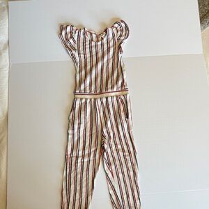 Tucker + Tate | Girl’s Jumpsuit |  Red, Cream, Blue Striped | Size 4